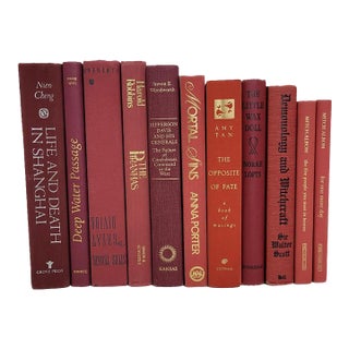 Curated Red & Crimson Decorative Hardcover Book Bundle - Set of 10 For Sale
