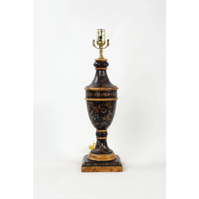 Vintage Wood Vase Lamp Decorated in Blooms and Leaves For Sale - Image 9 of 9