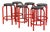 Set of 6 Red Plywood Bar Stools With Metal Frames Mid-Century Modern For Sale