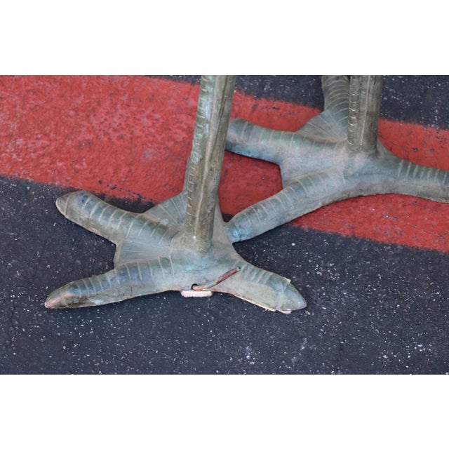 Pair of Contemporary Verdigris Bronze Crane Sculptures, 21st Century Garden Statues For Sale - Image 18 of 18