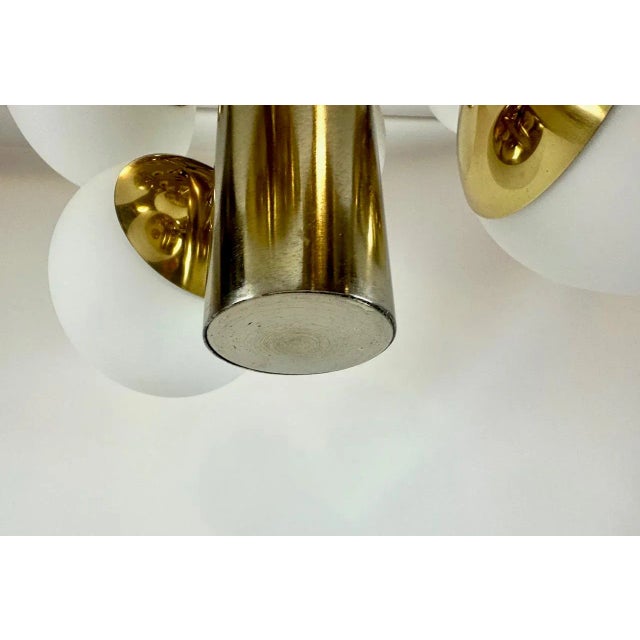 Mid-Century Atomic Brass 9-Arm Chandelier, 1970s For Sale - Image 4 of 15