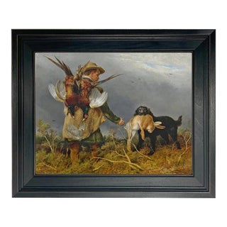 Shooting the Covers Pheasant Hunting Scene Framed Print on Canvas, 14-1/2" X 17-1/2" For Sale