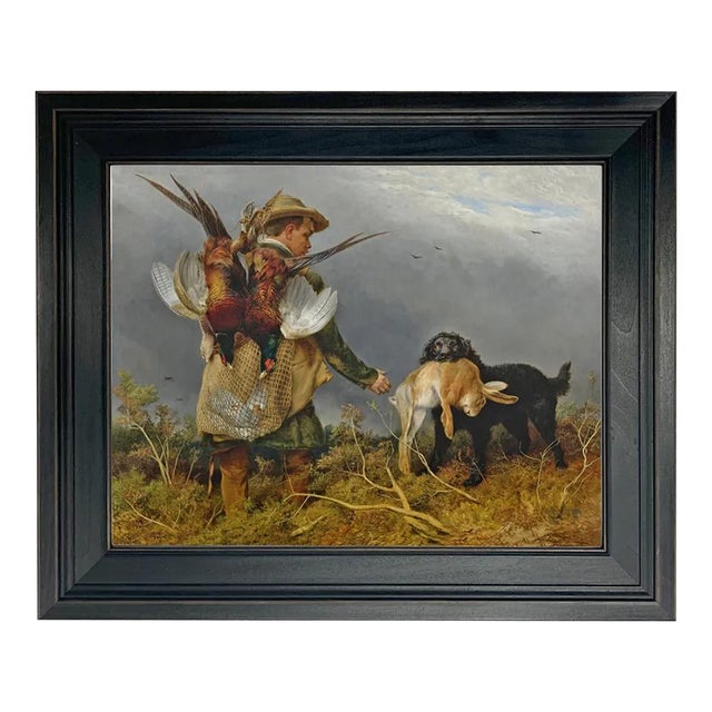 Shooting the Covers Pheasant Hunting Scene Framed Print on Canvas, 14-1/2" X 17-1/2" For Sale