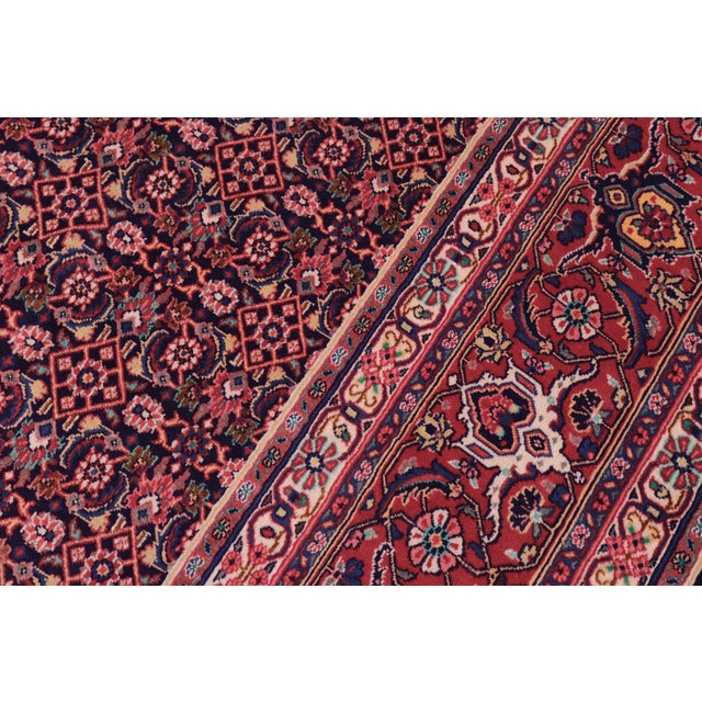 1980s Shabby Chic Persian Tabriz Blue/Red Wool Rug - 10'0'' X 12'6'' For Sale - Image 5 of 10