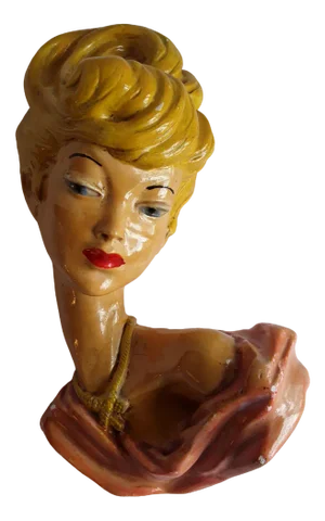 Vintage Womens Bust in Colored Glazed Ceramic by Studio MG, 1960s
