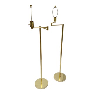 Vintage Paul Hanson Articulating Brass Floor Lamps A Pair For Sale