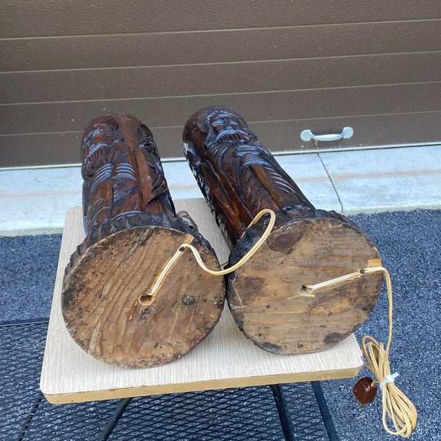 Scandinavian Carved Figural Lamps - a Pair For Sale In Philadelphia - Image 6 of 12