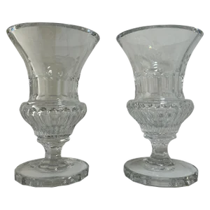 Varga 12" H Crystal 'Springtime' Footed Vases' - a Pair