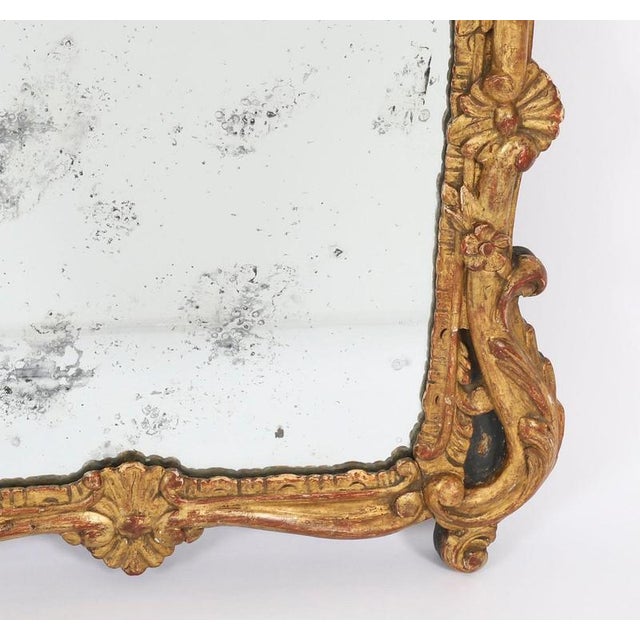 Antique French Giltwood Overmantel Rococo Mirror, 1700s For Sale - Image 5 of 8