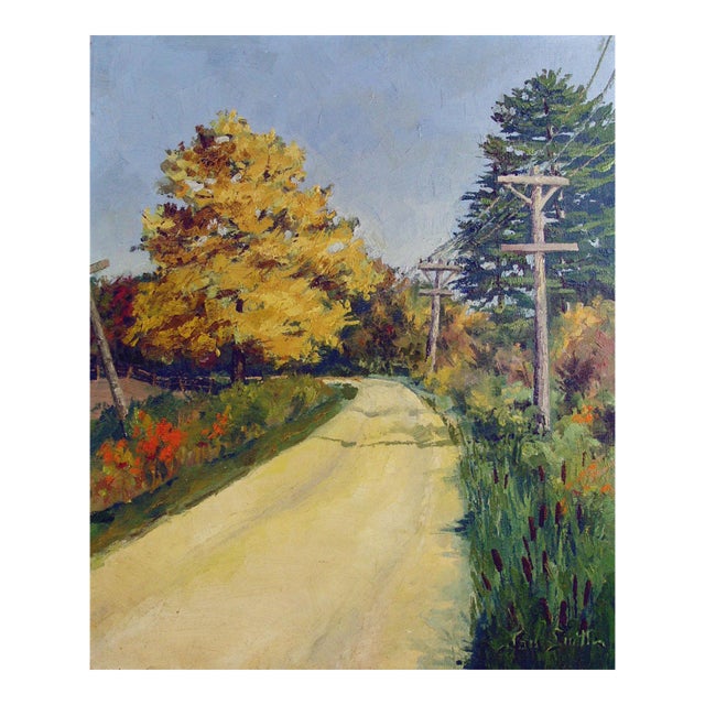 Late 20th Century Impressionist Country Road Landscape Painting For Sale
