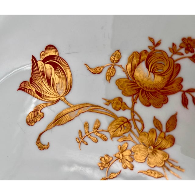 Mid 20th Century Mid Century Limoges Porcelain Gold Roses Cake Stand For Sale - Image 5 of 11