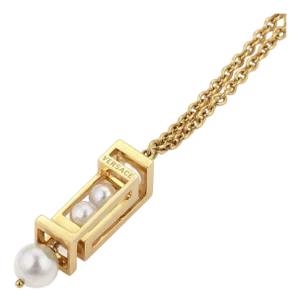 Versace 18k Yellow Gold Pearls Chandelier Pendant Necklace