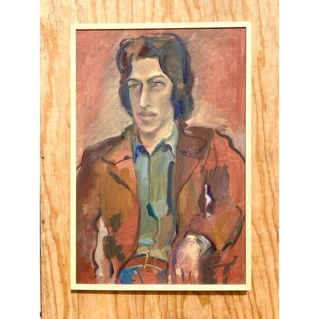 Mid 20th Century Midcentury Expressionist Portrait Signed Regone For Sale - Image 5 of 12
