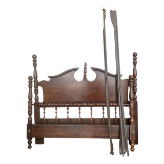 Kincaid Solid Cherry Wood Georgian Queen Size Bed Frame 62" X 88" X 55” H - Made in North Carolina in 1986 For Sale