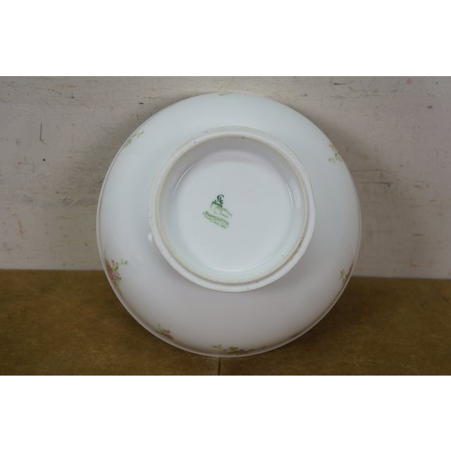 10pc Antique Charles Ahrenfeldt French Limoges Pink Rose Porcelain Plates & Bowl For Sale - Image 9 of 10