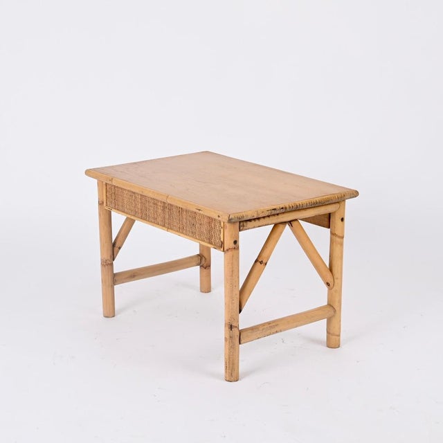 French Riviera Nightstand in Rattan, Bamboo and Wood, Italy, 1970s For Sale - Image 4 of 12