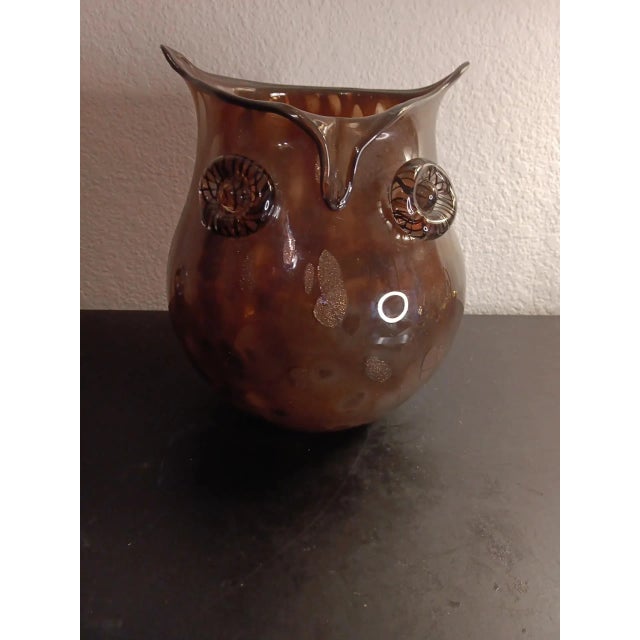 1980s Murano Style Art Glass With Copper Aventurine Owl Vase For Sale In Dallas - Image 6 of 6