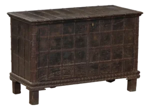Antique Indian Teakwood Pitara Chest Console