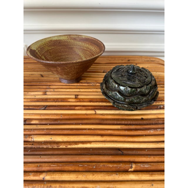 Vintage 1970’s Signed Brown Terracotta Studio Pottery in Matte Bronze Shade For Sale - Image 9 of 12