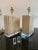 Sculptural Pair of Travertine & Lucite Table Lamps — Geometric Postmodern Italian Design For Sale - Image 10 of 10