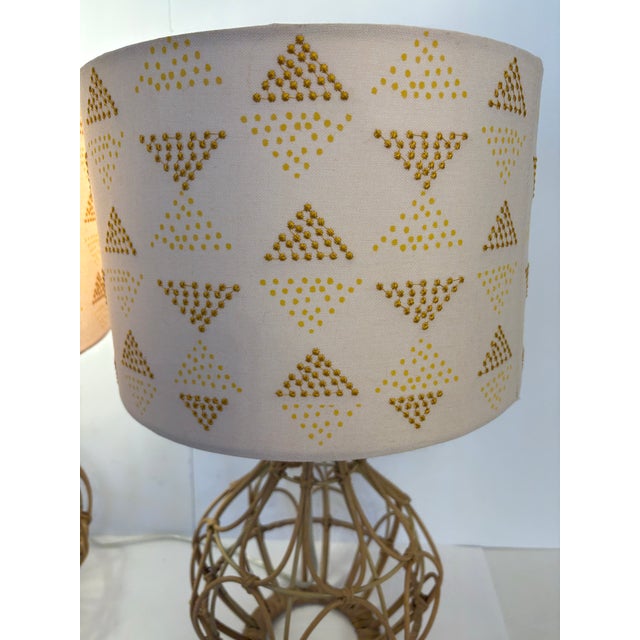 Coastal Bohemian-Style Rattan Table Lamps - A Pair For Sale - Image 3 of 7