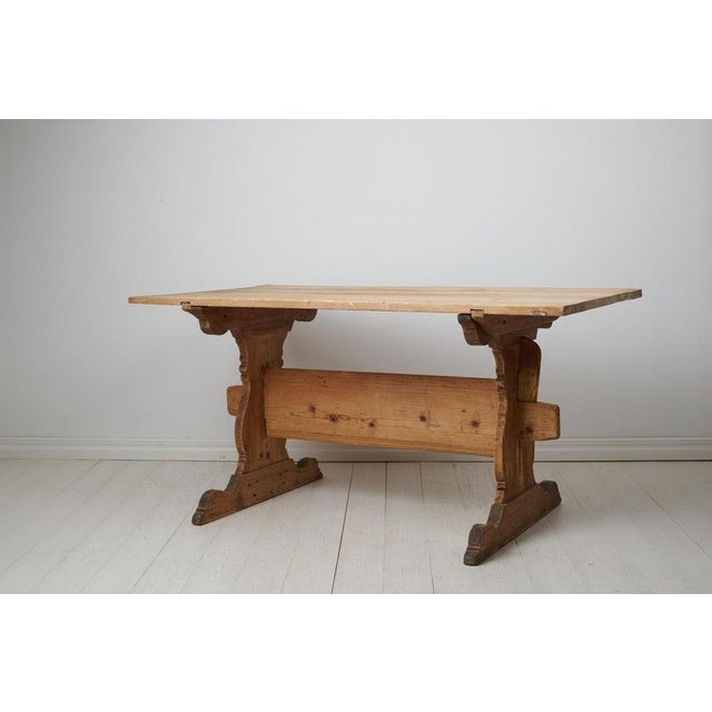 Antique Northern Swedish Pine Handmade Trestle Desk For Sale - Image 6 of 15