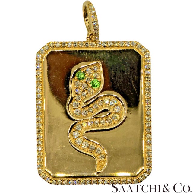 14K Yellow Gold Natural Diamond & Tsavorite Pendant Metal Type: 14K(585) Yellow Gold Total Item Weight: 7.54 Grams 1)...