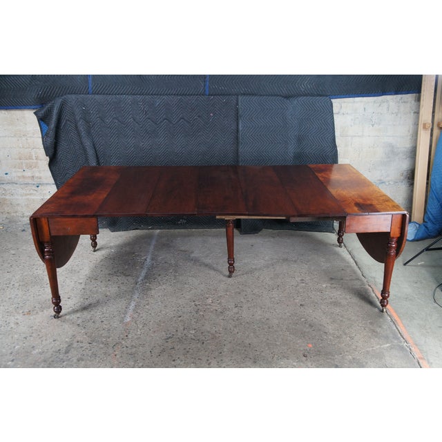Antique American Victorian Cherry Oval Drop Leaf Farmhouse Dining Table 126" For Sale - Image 11 of 12
