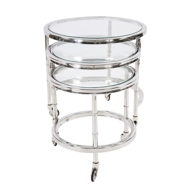 Kenneth Ludwig Chicago Telescoping Stainless Steel Bar Cart For Sale - Image 4 of 11