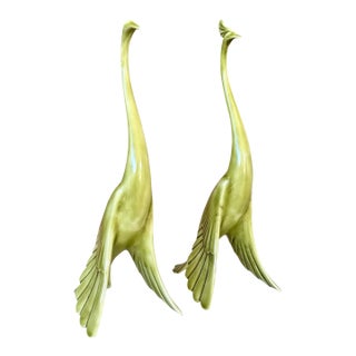 Pair of Mid-Century Ceramic Peacock Figurines by Anthony Freeman McFarlin For Sale