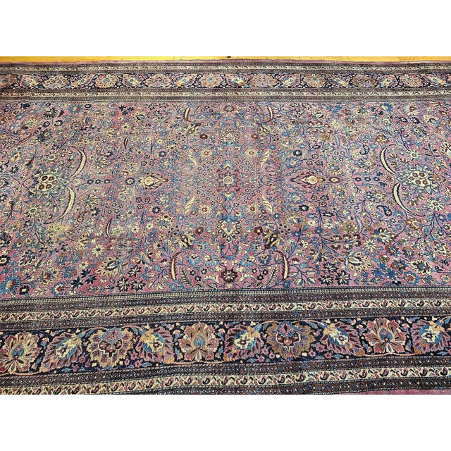 19th Century Oversized Persian Khorassan Rug, Hand-Knotted Wool, Allover Pattern, Purple & Blue, 11’ X 20’ For Sale - Image 4 of 12