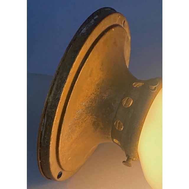 1910 or Earlier Brass Wall Sconce With White Glass Shade, All Original For Sale In San Francisco - Image 6 of 7
