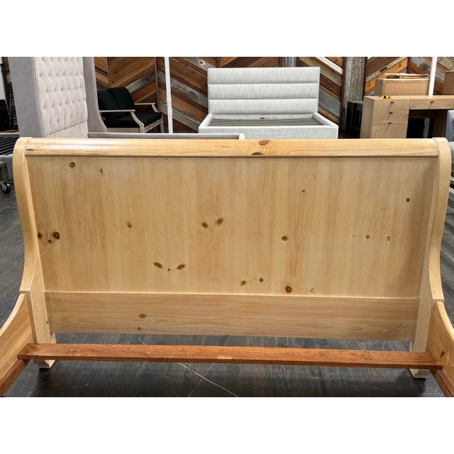 Early 21st Century Queen Size Macys Pine Wood Sleigh Bed For Sale - Image 5 of 12
