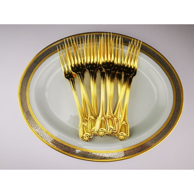 Vintage Solid Silver with Gold Finish Cutlery Set for 12 People from Christofle & Cardeilhac, 1950s, Set of 138 For Sale - Image 16 of 18