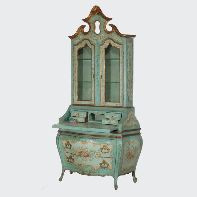 Niccolini Venetian Rococo Hand Painted Bombay Secretary Desk Signed 20thC For Sale - Image 11 of 18