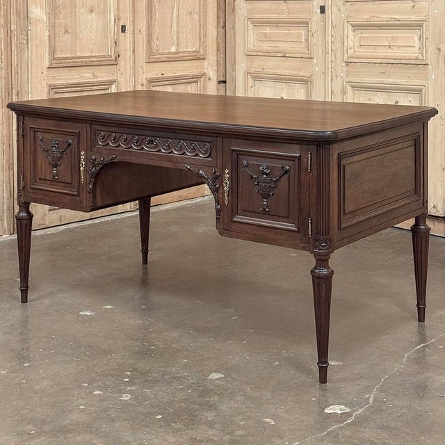 Antique French Louis XVI Mahogany Desk by Hirler of Alsace For Sale - Image 4 of 18
