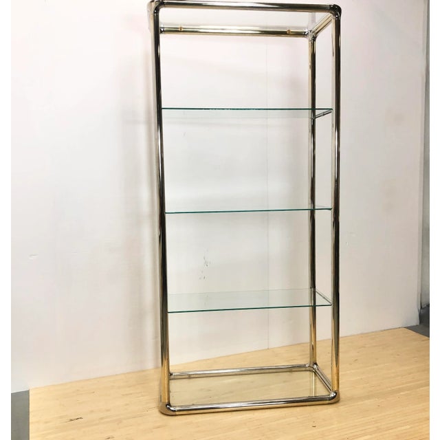 Mid-Century Modern Large Tubular Etagere Glass Shelf | After Milo Baughman For Sale - Image 3 of 11