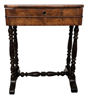 Antique Italian Burl Wood Carved Legs Sewing Side Table, 1890s