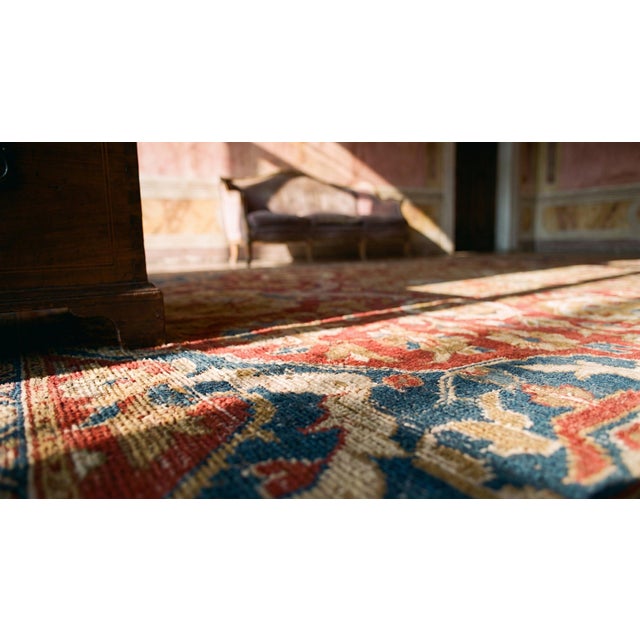 1880s Red Medallion Antique Persian Ziegler Sultanabad Rug 13' X 16'9" Handknotted Wool Carpet For Sale - Image 9 of 9