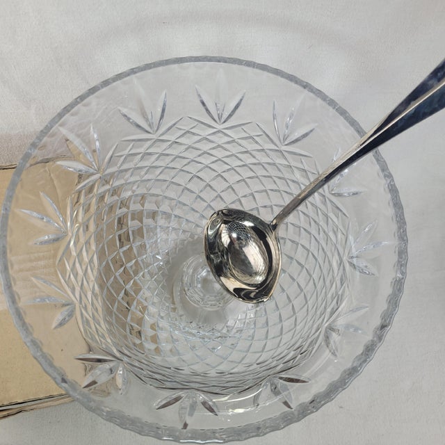 Hollywood Regency Late 20th Century Shannon Crystal by Godinger Punch Set 24% Lead Crystal Bowl Cups Ladle - 10 Pieces For Sale - Image 3 of 12