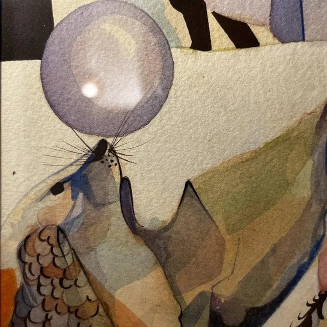 David, Cubo-Surrealist Composition, 1974, Mixed Media on Paper, Framed For Sale - Image 5 of 13