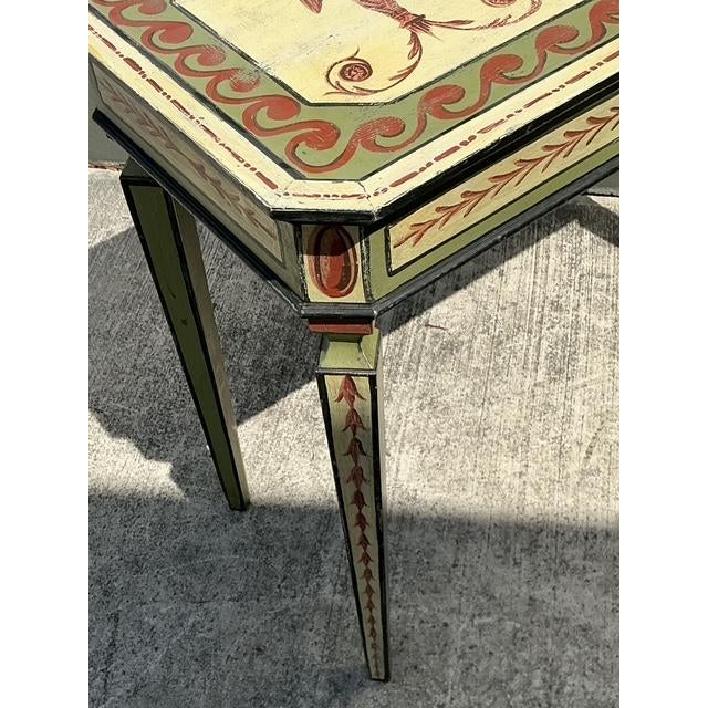 Neoclassical Vintage 1992 Hand Painted Swan Console Table For Sale - Image 3 of 14