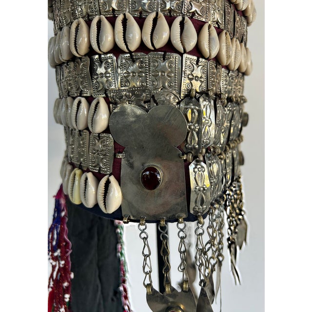 Vintage Turkman Bridal Ceremonial Headdress, Heavily Adorned on Stand For Sale - Image 11 of 11