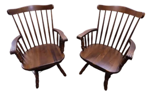 Set of Wooden Armchairs with Auto-Return Mechanism, 1960s, Set of 2