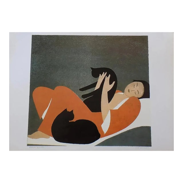 Vintage Signed/Titled Will Barnet Lithograph - "Woman and Cats" For Sale