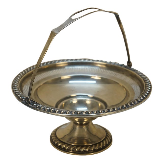 Mid 20th Century Rogers Weighted Sterling Silver Brides Basket Candy Dish Pedestal Compote 7' For Sale
