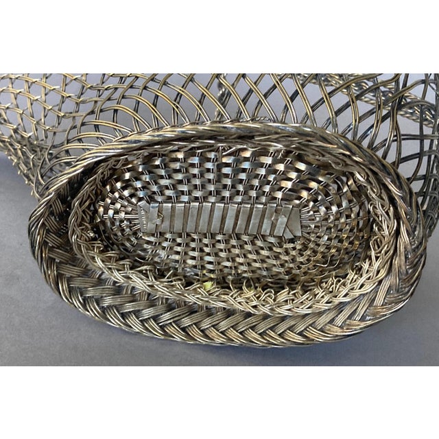 1970s 1970s French Woven Wire Silver Plate Wine Bottle Holder For Sale - Image 5 of 5