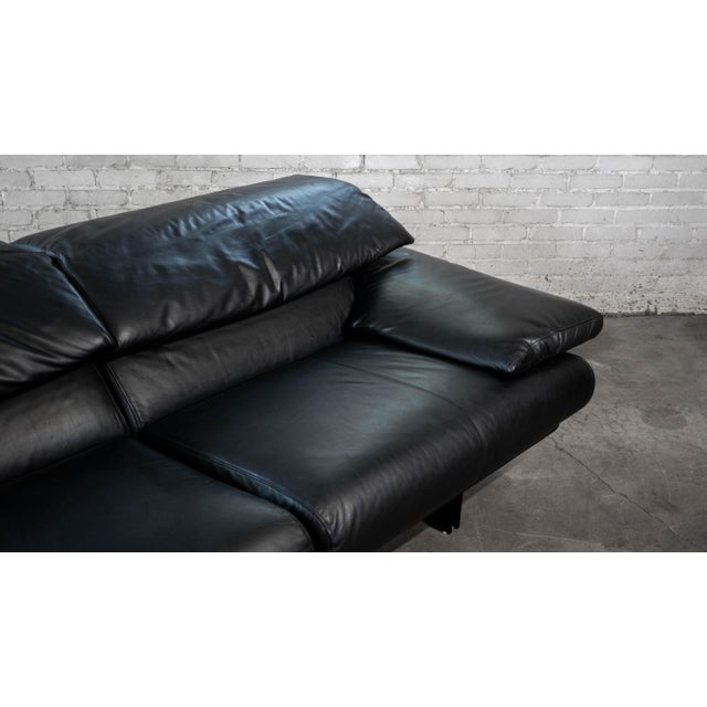 Black 1980s Postmodern Leather Alanda Sofa by Paolo Piva for B&b Italia For Sale - Image 8 of 15