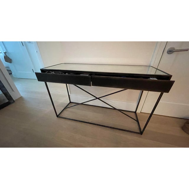 Modern Credenza in Metal and Mirror With Two Drawers For Sale - Image 3 of 5