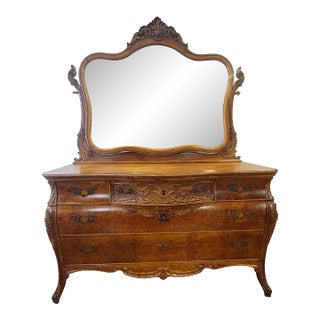 Antique 1900s r.j. Horner Company Birdseye Maple Dresser With Mirror For Sale